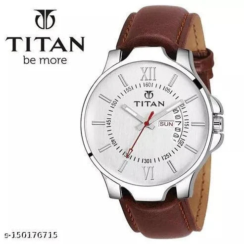 PU Leather Analog Titan watch for men ( Buy 1 Get 1 Free )