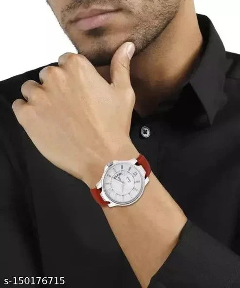 PU Leather Analog Titan watch for men ( Buy 1 Get 1 Free )