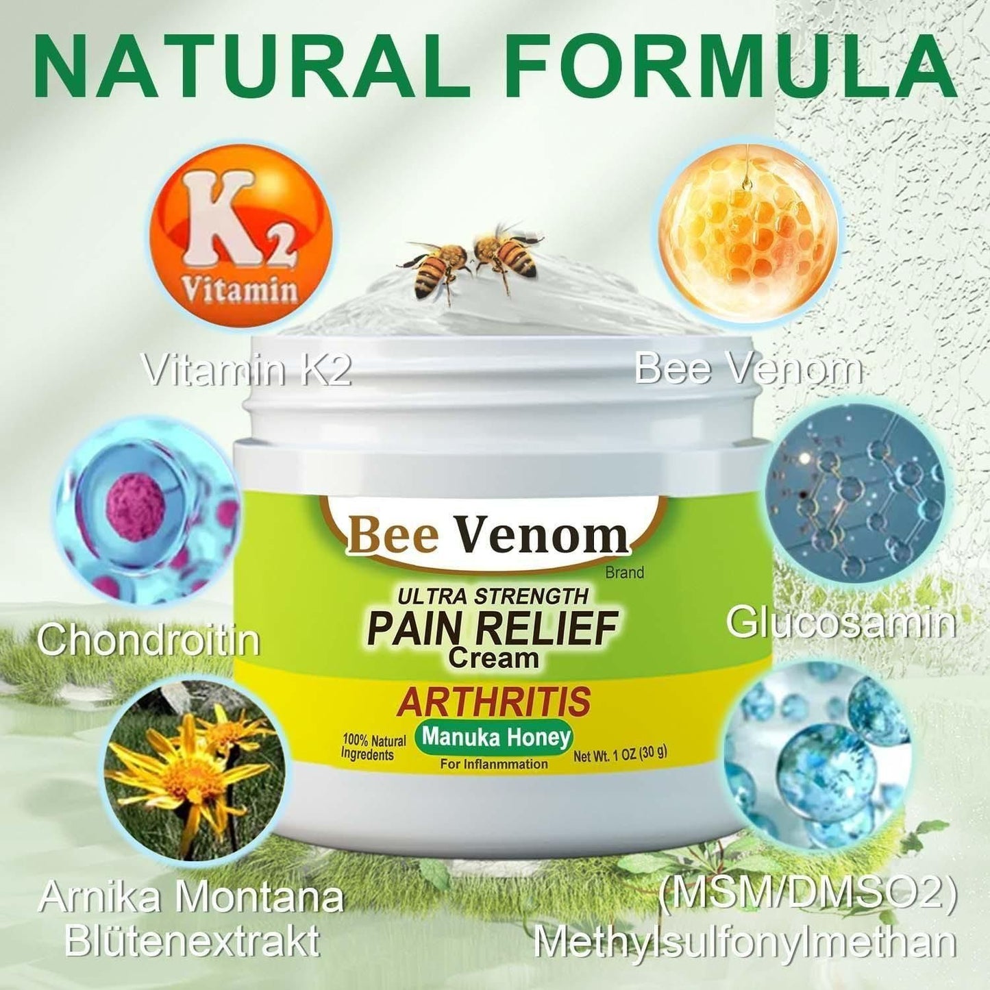 30 DAY MONEY BACK OFFER!! #1 Bee Venom Pain Relief Cream Buy 1 Get 1 Free! ⭐⭐⭐⭐⭐(9,286 Ratings)